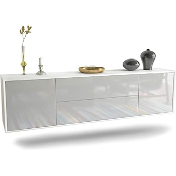 Dekati Lowboard New Orleans Hangend 180x49x35cm Korpus Weiss Matt Front Hochglanz Weiss Push To Open Amazon De Kuche Haushalt