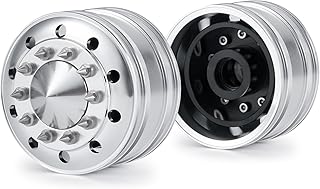 2Pcs Metal Front Wheel Hub Hex Beadlock Wheels Rims for 1/14 Tamiya Truck Tractor Cargo RC Car