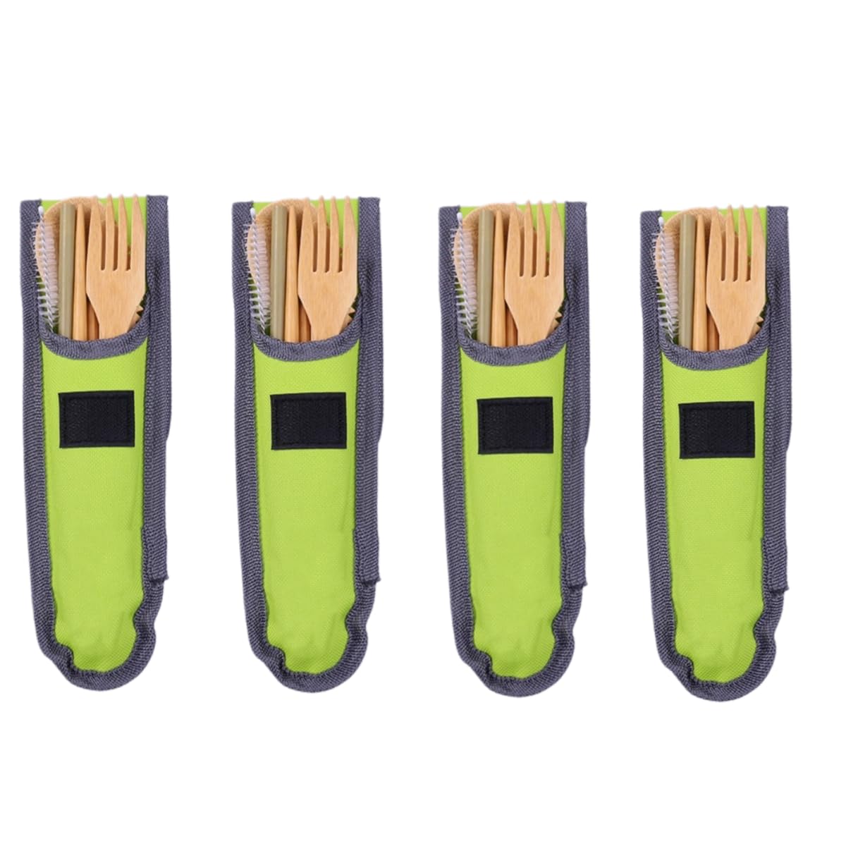 Cucchiai E Forchette Di Legno Set Portatile Di Coltelli Bacchette Cucchiai E Forchette In Bambù Per Picnic All'Aperto Verde Grigio 4 Set Ganci Non Inclusi