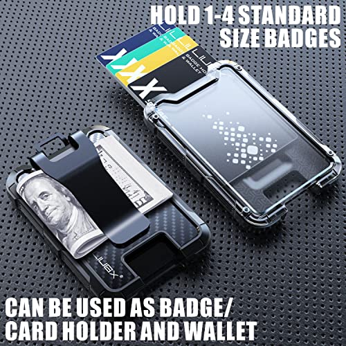 Liugx Carbon Fiber Card Holder/Badge Holder/Portable Wallet With Metal Clip -Rugged Id Credit Card Holder (Holds 1 To 4 Cards) For Office Police Worker Outdoor #TOP3
