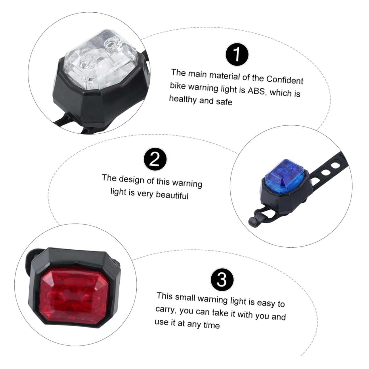 GRIRIW 2sets 3pcs Gemstone Bike Warning Lights High Brightness Tail Lights for Mountain Road Cycling Safety Enhance Visibility Fog and Night 3pcs*2