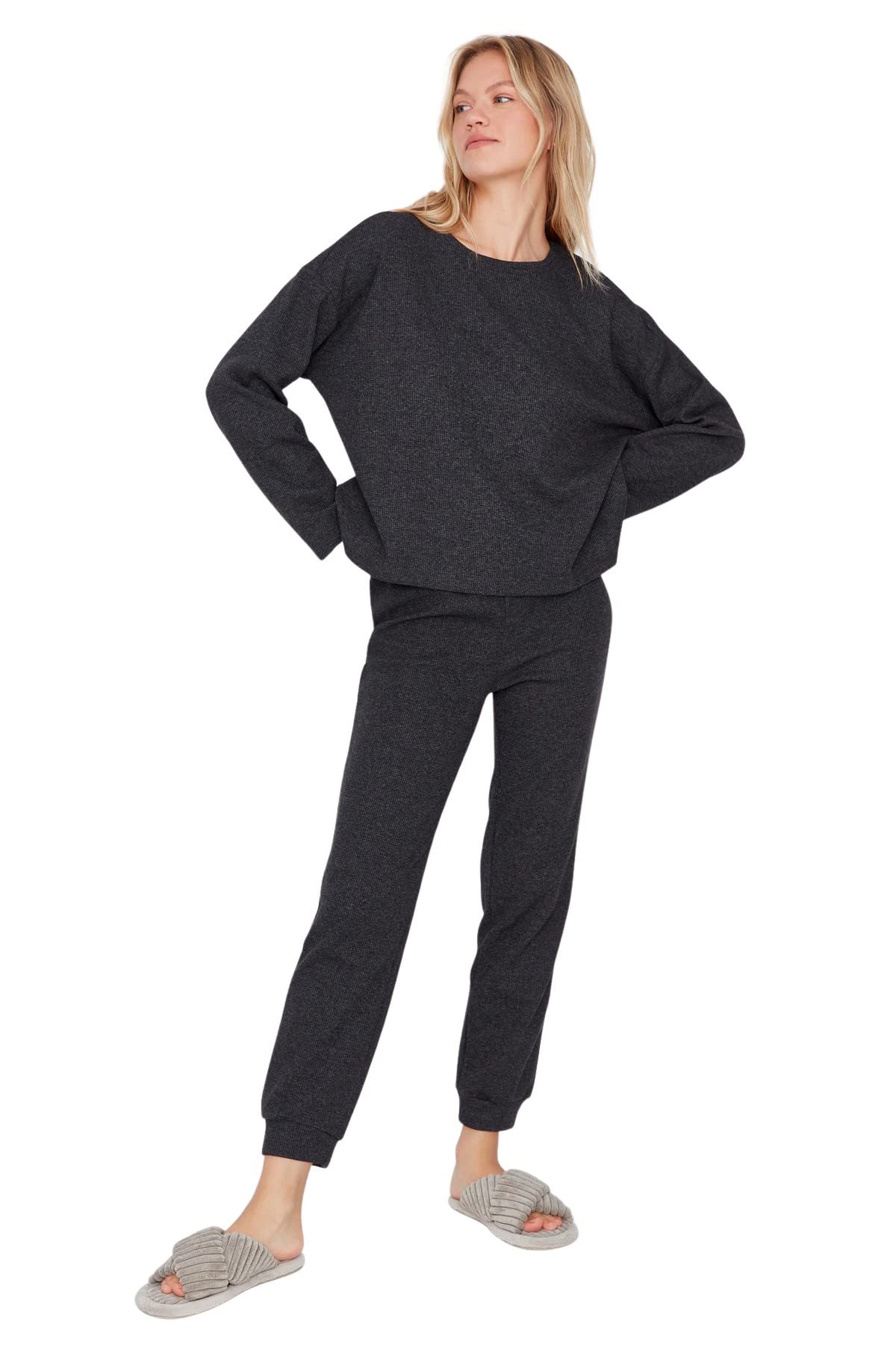 Trendyol FeMan Plain Middle Knit T-shirt-Trousers Pajama Set