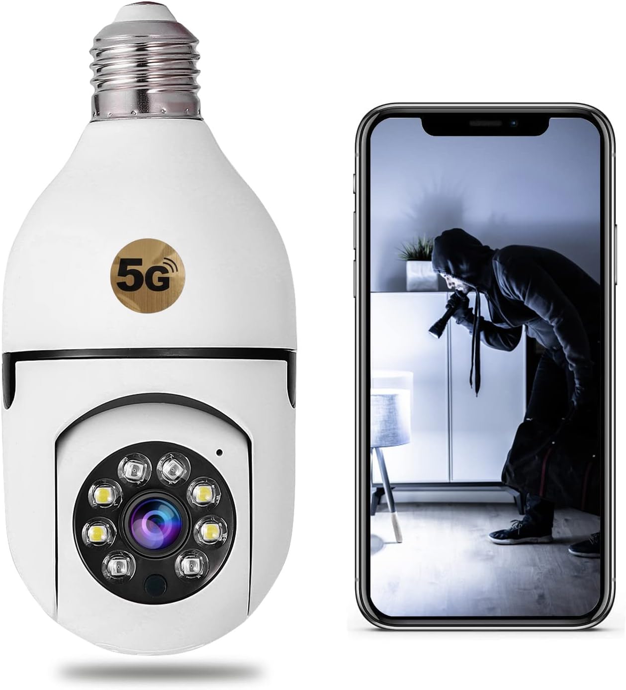 CURUK 360 Degree Light Bulb Camera Outdoor, 2.4GHz/5GHz WIFI Wireless