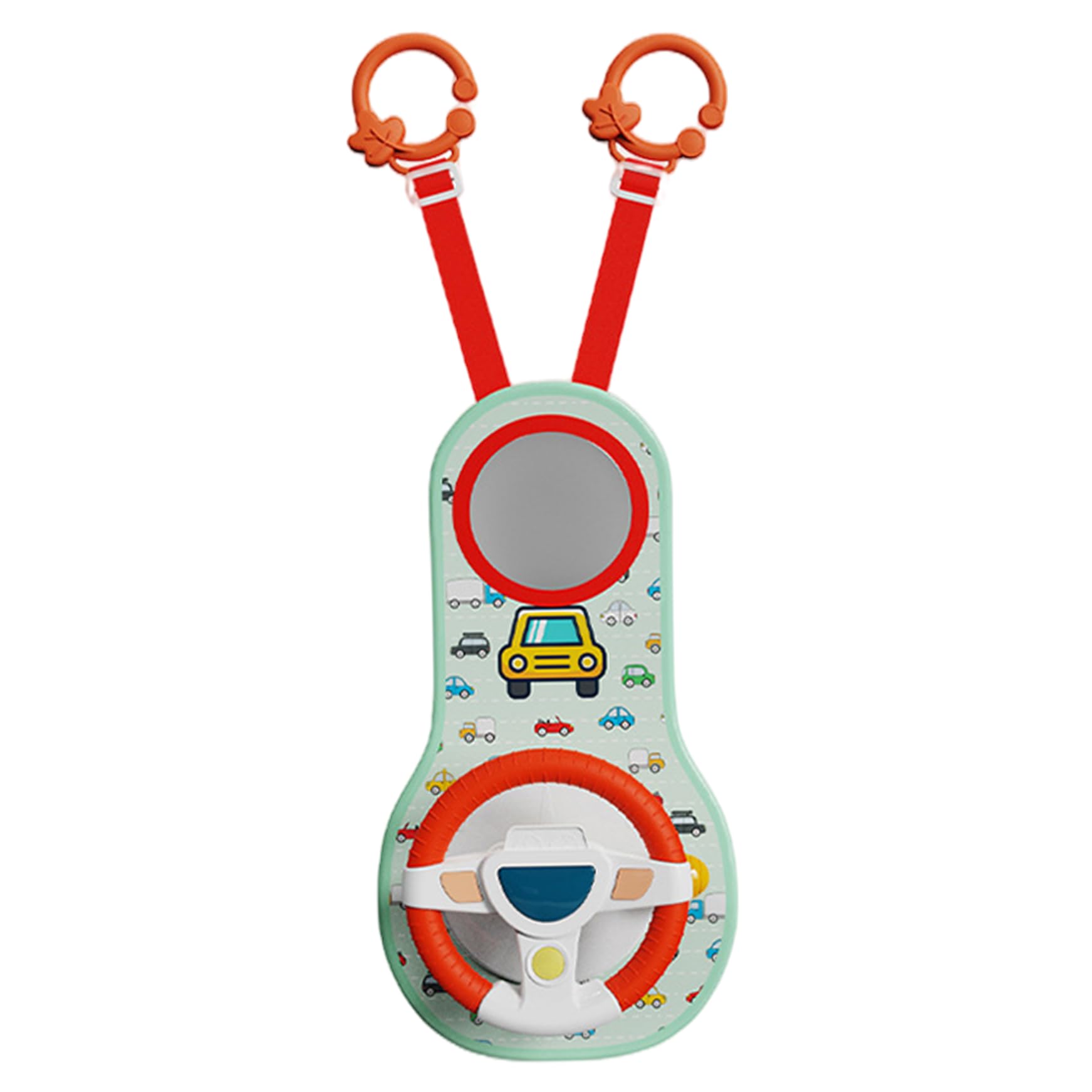 Volante per Bambini Giocattolo Volante per Bambini per seggiolino Auto Rotazione a 360° Auto con Specchio, Musica, luci e Suoni di Guida, Giocattoli per Passeggino