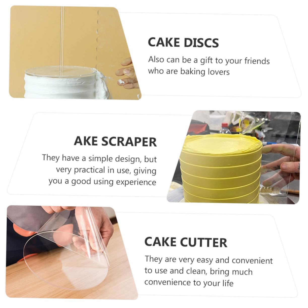 BESTYASH Set de Outils de Décoration Pâtisserie Acrylique Transparent avec Disques Ronds Grattoirs et Piliers Accessoires pour Découpe et Finition de Gâteaux