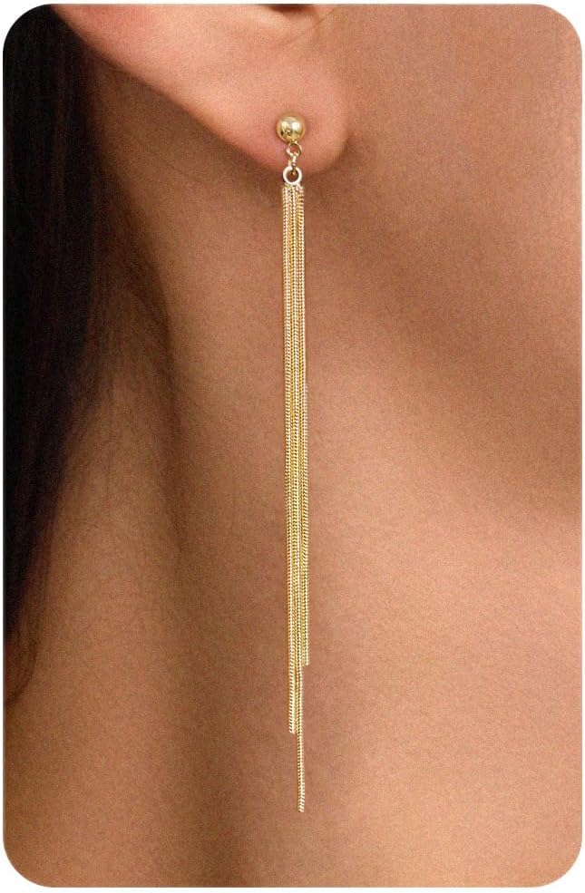 Dangle Earrings for Women - 14K Gold/White Gold/Rose Gold Plated Butterfly Heart Star Hoop Chain Long Tassel Cubic Zirconia CZ Dangle Earrings