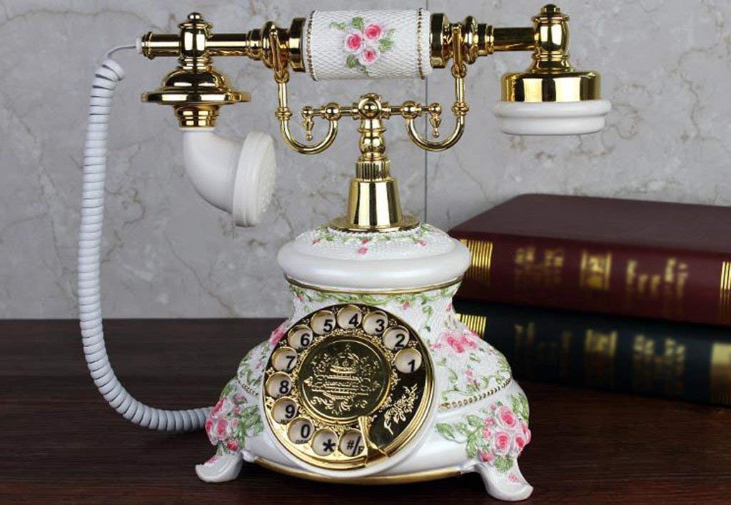 Telefon stacjonarny retro, Retro obrotowy europejski telefon przewodowy domowy wielokolorowy(White)