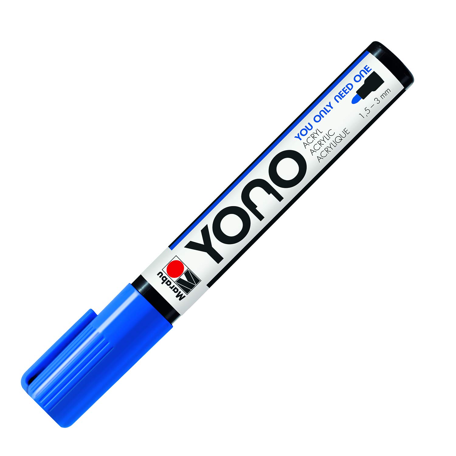 Marabu 12400103053 YONO Marker Dark Blue 053 Versatile Acrylic Pen with Japanese Bullet Tip 1.5-3 mm, Water-Based, Lightfast and Waterproof, for Almost All Surfaces, 1,5-3 mm