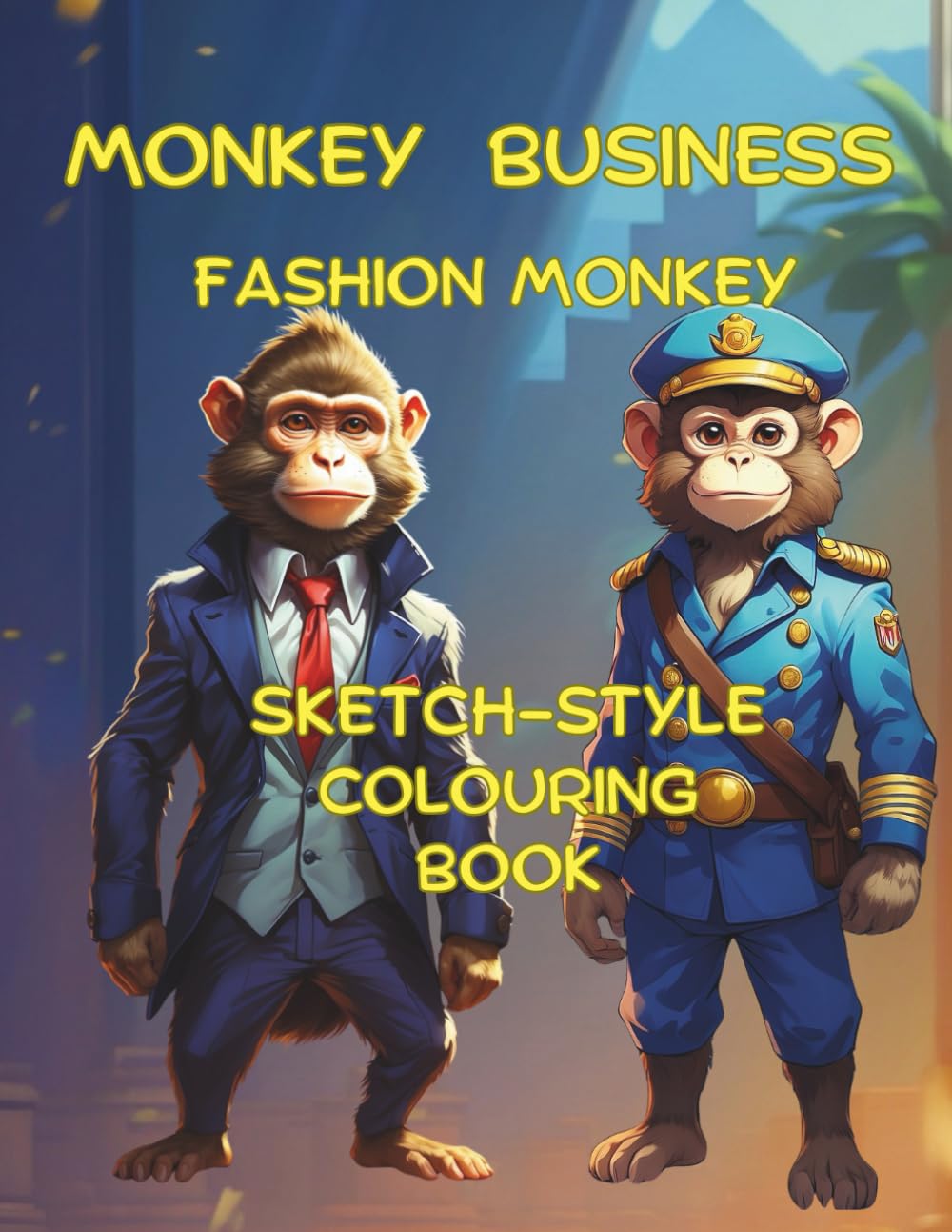 Monkey Business- Fashion Monkey Sketch-Style colouring book