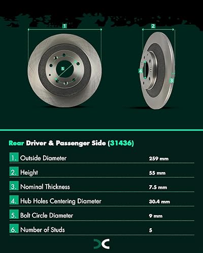 Miniatura 1108 de SCITOO Juego de 2 frenos de freno ranurados traseros para Chrysler Town & Country, 08-16 para Dodge Grand Caravan, 09-13 para Dodge Journey, 12-15