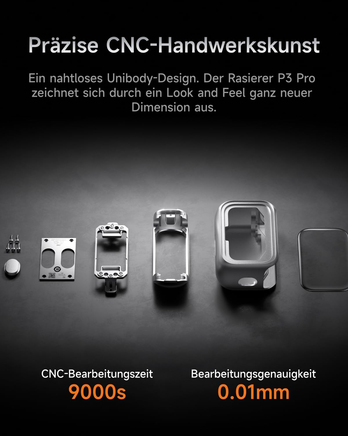 Laifen P3 Pro Elektrorasierer, Doppelmotor, CNC-Aluminium, Graphitgrau