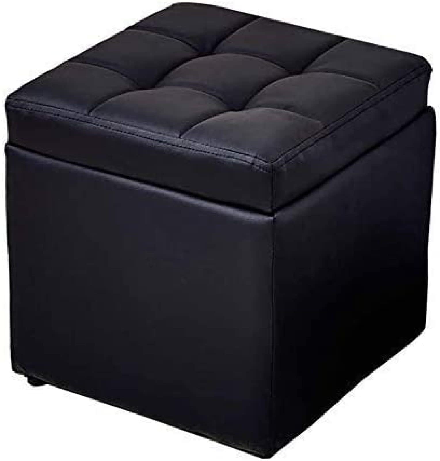 Repose-Pieds pour Salon Noir et Cube de Rangement Confortable