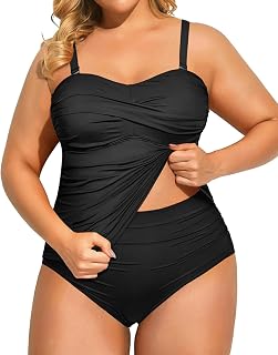 Aqua Eve Women Two Piece Plus Size Tankini Tummy Control Bathing Suits Bandeau Swimsuits with High Waisted Bottom Price In India