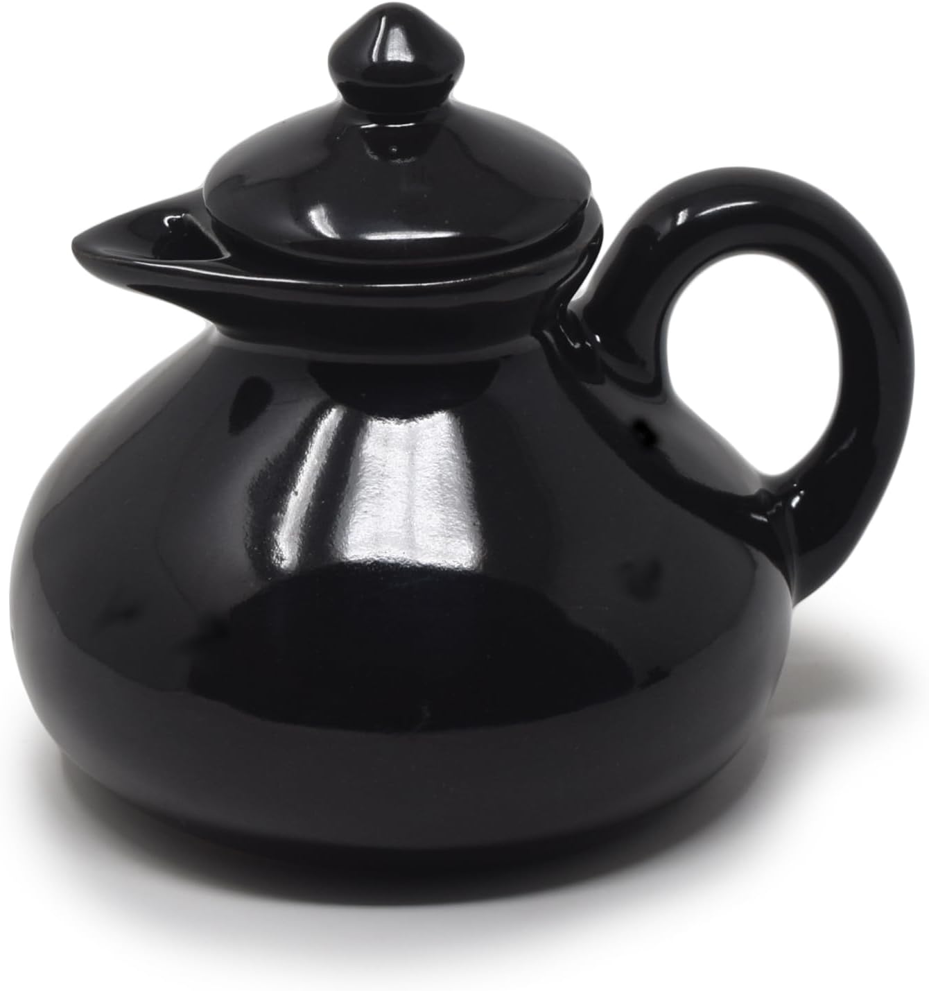 The Himalayan Goods Company Stoneware Ceramic Milk Oil Jug Pourer Dispenser Round, 350ml (Black)