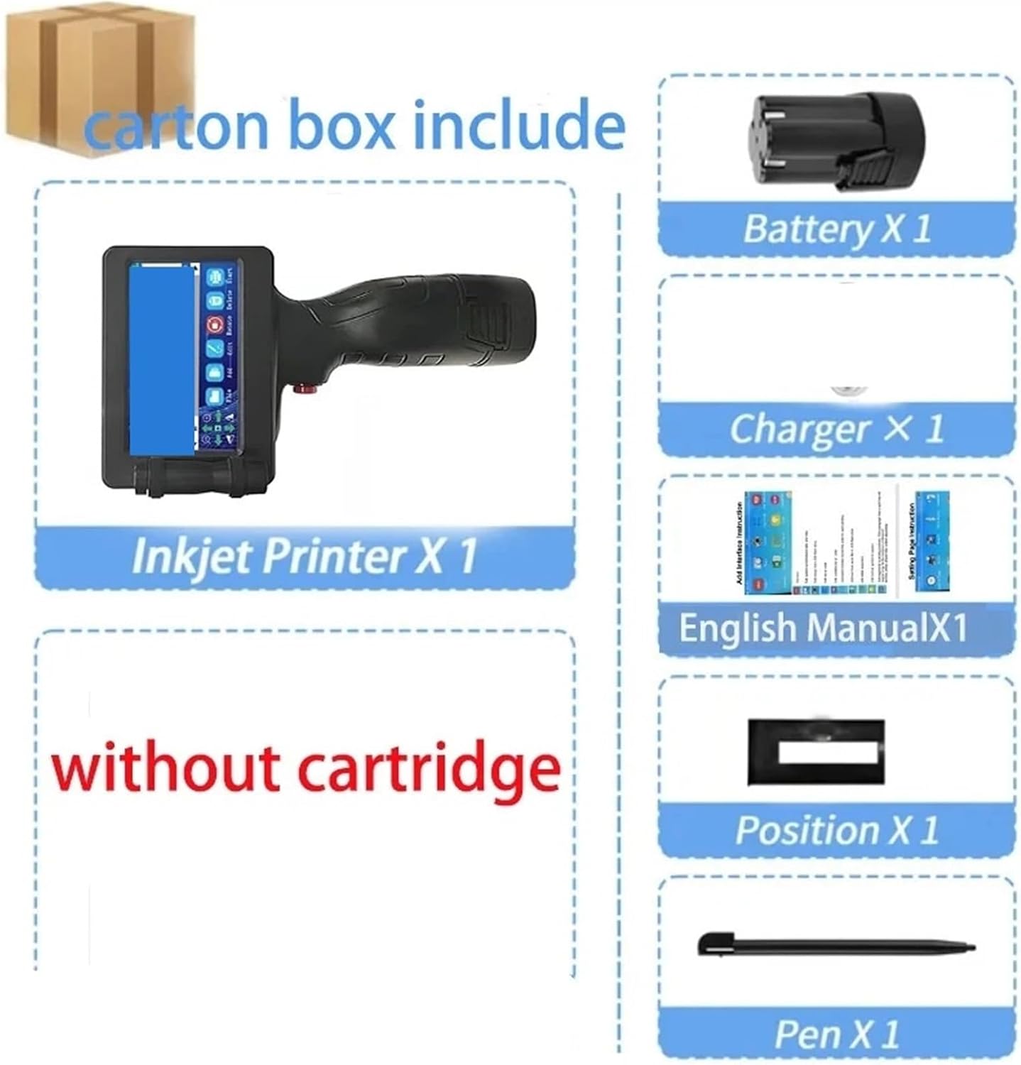 12.7mmポータブルインクジェットプリンター可変QRバーコードコード日付番号ロゴ有効期限プリンター バッチ番号、QRコード、バーコ