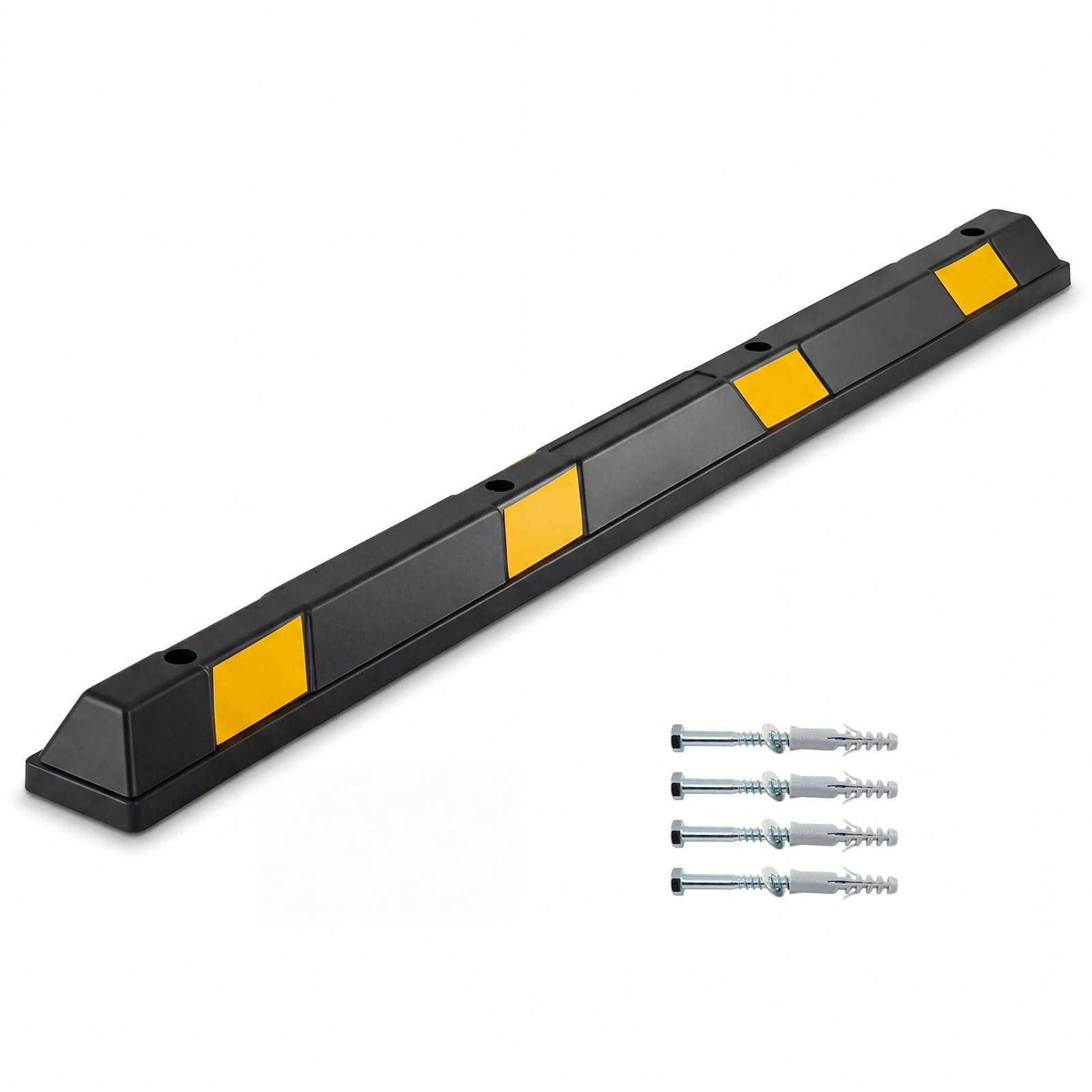COSTWAY Radstopper aus Gummi, Einparkhhilfe 184 cm, Parkplatzbegrenzung bis 3000 kg Belastbar, Parkbegrenzung mit gelben Reflektorstreifen, Parkplatzsperre für Garage, Parkplatz (1 er Set)