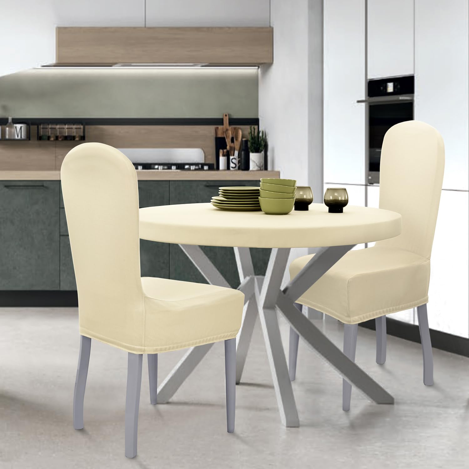 Coprisedia Antimacchia con Schienale Tondo Banzaii - 6 Pezzi Panna Made in Italy