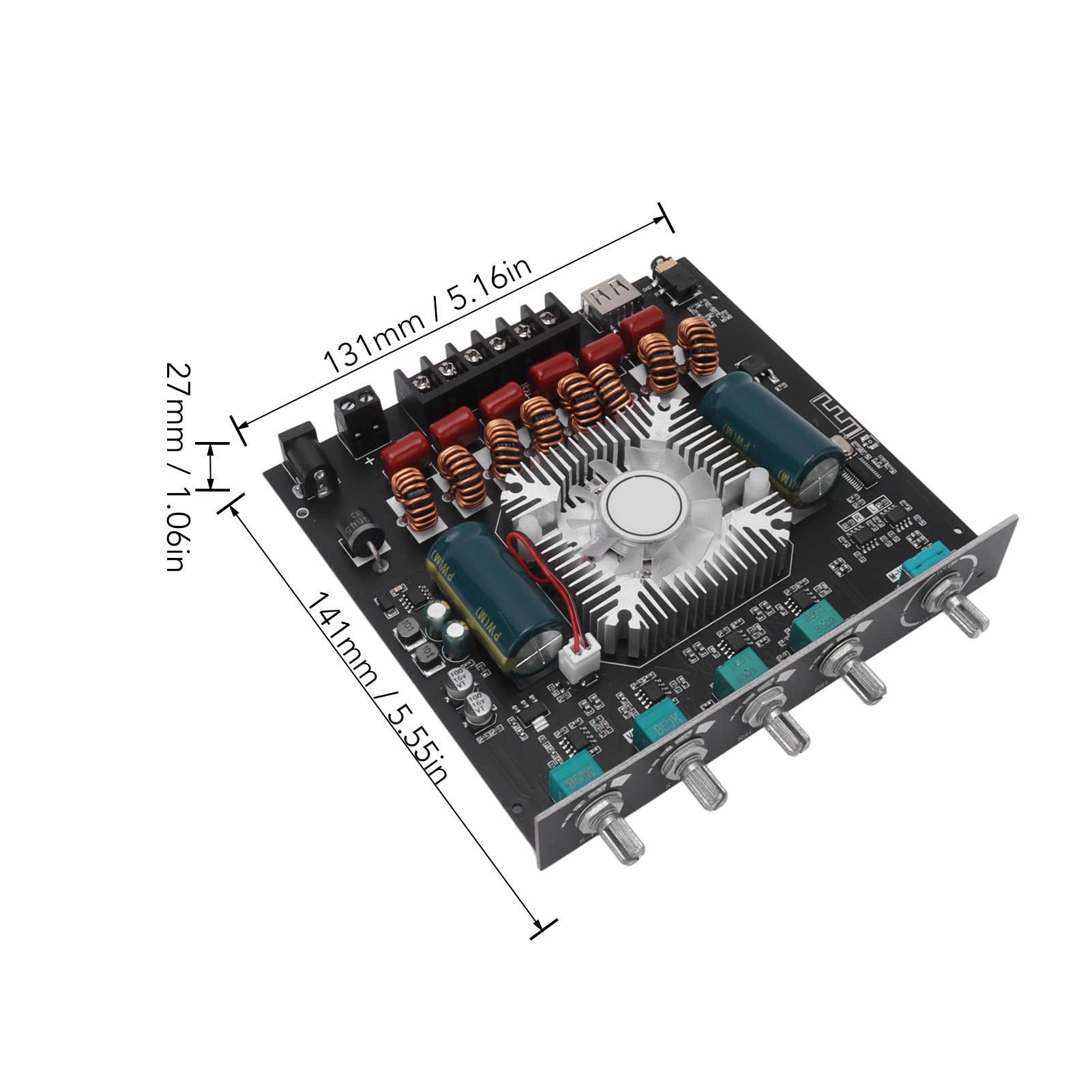 Dioche Amplificador de Potencia HiFi Channel TPA3255 Módulo de Placa Amplificadora de 2 Canales - TPA3255 de Alta Potencia - Se Conecta Eficientemente a Computadoras Portátiles, PC y Teléfonos