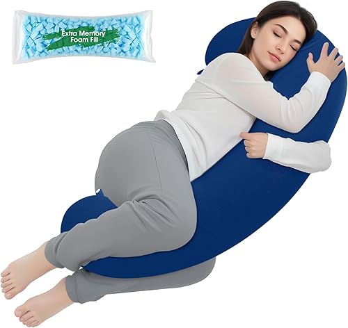 Miniatura 18 de Almohada corporal, almohada larga, almohada corporal de espuma viscoelástica, almohada lateral en forma de C, almohada lumbar larga, 35 x 10