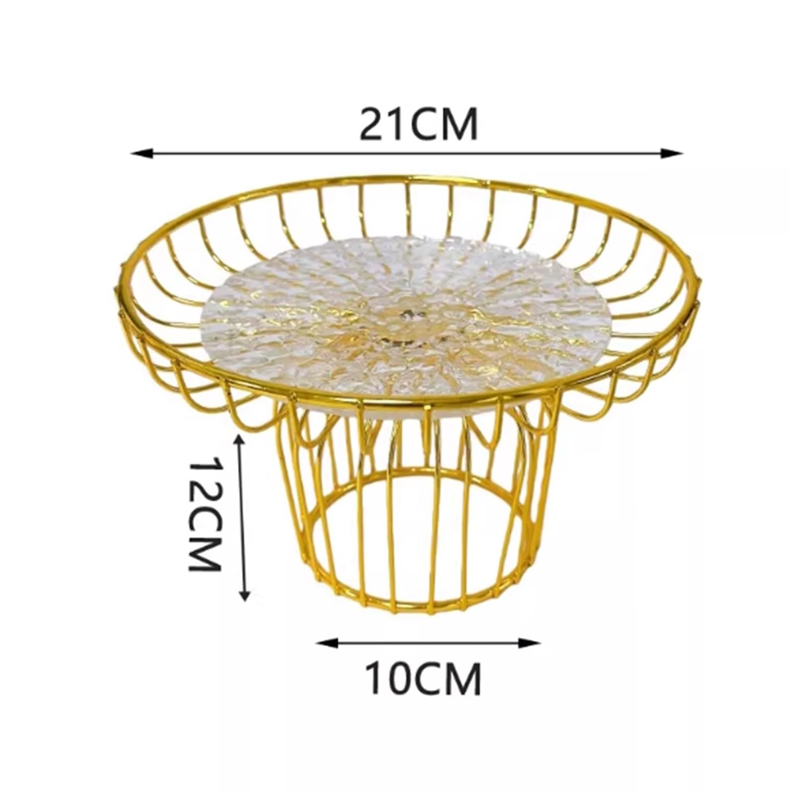 Présentoir à Gâteau Support à Dessert en Forme de Panier Fruits Transparent doré, présentoir, Support gâteaux, matériau Acrylique Stand de Gâteaux(Petit)