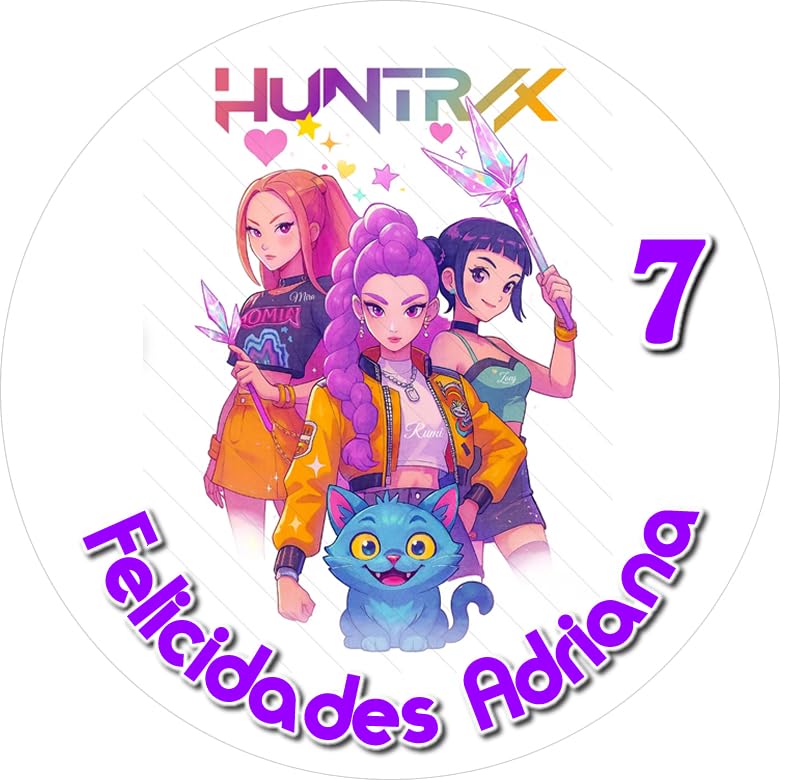 Oblea o Papel de Azúcar, KPOP DEMON HUNTERS, LAS GUERRERAS K-POP, Personalizada Foto con Texto, Foto Comestibles para Tartas y Magdalenas. Varios Tamaños.