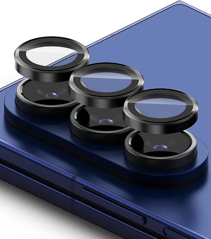 Ringke para protector de lente de cámara Samsung Galaxy Z Fold 7 [paquete de 2] | Marco de lente de cámara de vidrio negro, cubiertas de lentes individuales, herramienta de instalación personalizada, vidrio templado de dureza 9H compatible con estuches