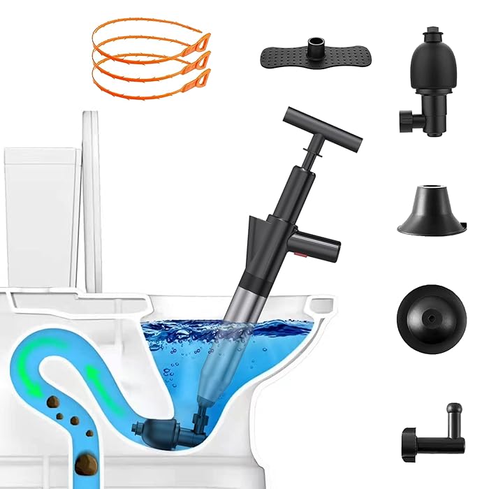 Aazon.co: Luney Toilet Plunger, Snake Drain Clog Reover Tool, High Pressure Air Drain Blaster - View #12