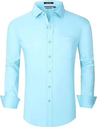 Alex Vando Mens Bamboo Dress Shirts Wrinkle Free Regular Fit Stretch Button Down Shirt