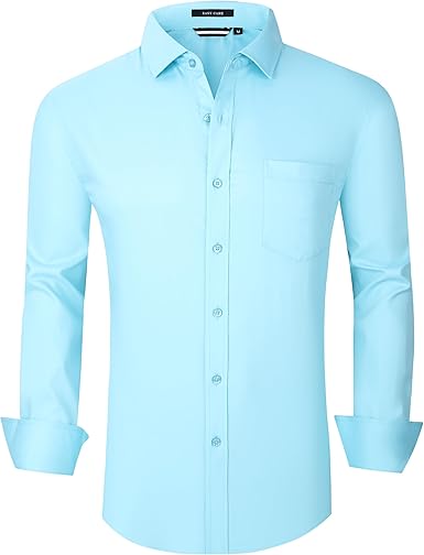 Alex Vando Mens Bamboo Dress Shirts Wrinkle Free Regular Fit Stretch Button Down Shirt