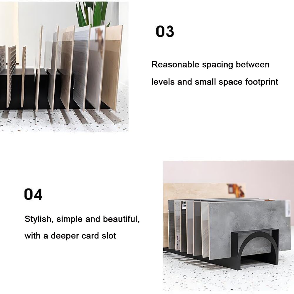 Espositore in Metallo per Piastrelle con 13 Scomparti per Carte, Ampio Porta Campioni in Ceramica, Espositore Multifunzionale, Ideale per Fiere, Ufficio O Casa, 1 Pezzo..White-100x28x20cm