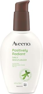 Aveeno Positively Radiant Face Moisturizer SPF 15: Oil-Free Soy Extract for Even Tone, Texture & Daily Sun Protection, 4oz
