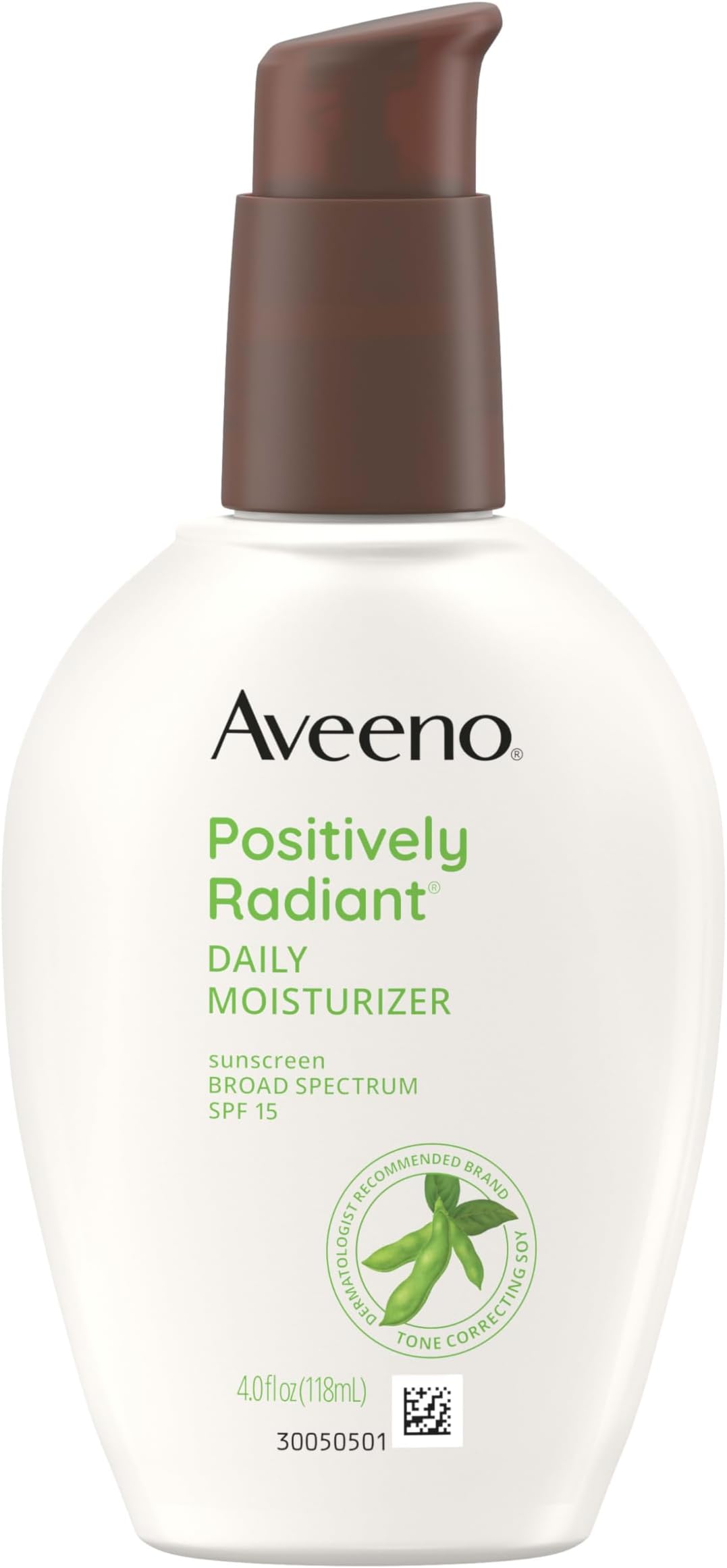 Positively Radiant Daily Face Moisturizer with SPF 15 Sunscreen, Hydrating Facial Moisturizer with Soy Extract to Improve Skin Tone and Texture, Hypoallergenic Formula, Oil-Free, 4 FL OZ