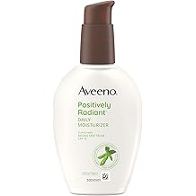 Aveeno Positively Radiant Daily Face Moisturizer with SPF 15 Sunscreen, Hydrating Facial Moisturizer with Soy Extract to Improve Skin Tone and Texture, Hypoallergenic Formula, Oil-Free, 4 FL OZ