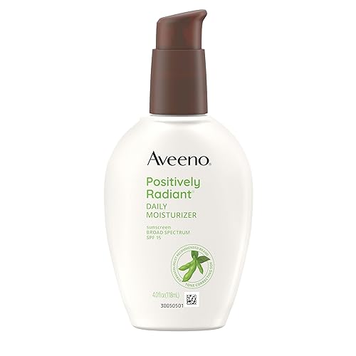 Aveeno Hidratante facial diario positivamente radiante con protector solar SPF 15, hidratante facial hidratante con extracto de soja para mejorar el