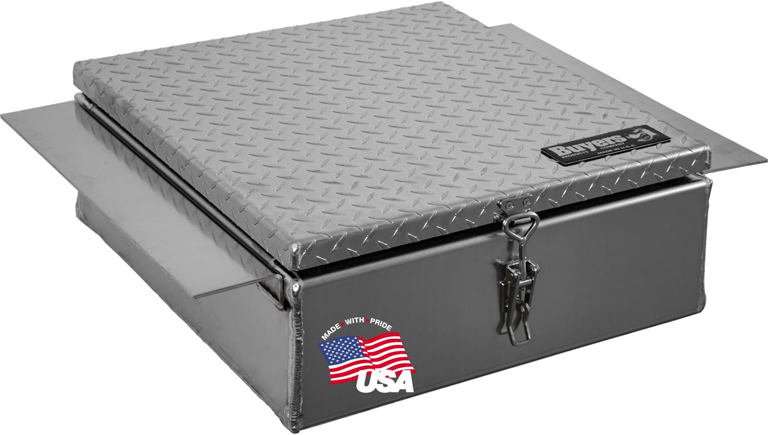 Buyers Products 1705384 Diamond Tread Aluminum In-Frame Truck Tool Box, 9" H x 22" D x 30" H, Truck Box for Between Truck Frame Rails, Adjustable Latch, Includes Mounting Kit