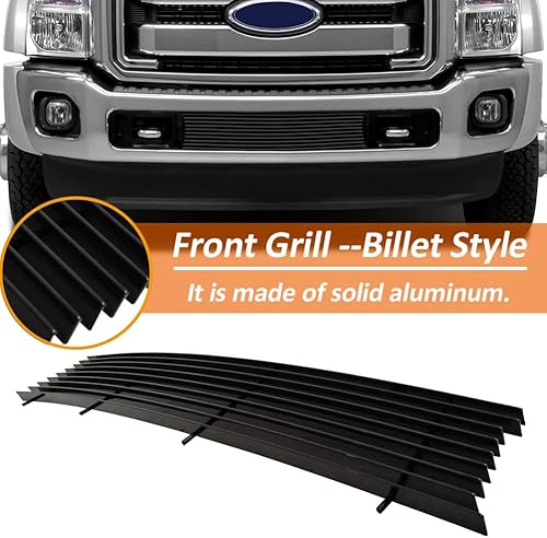 Miniatura 4 de Parachoques delantero negro para Ford F-250F-350F-450F-550 SD Billet Grill Insert para 11 12 13 14 15 15 2012 2013 2014 2015 f250f350f450f450 F5500
