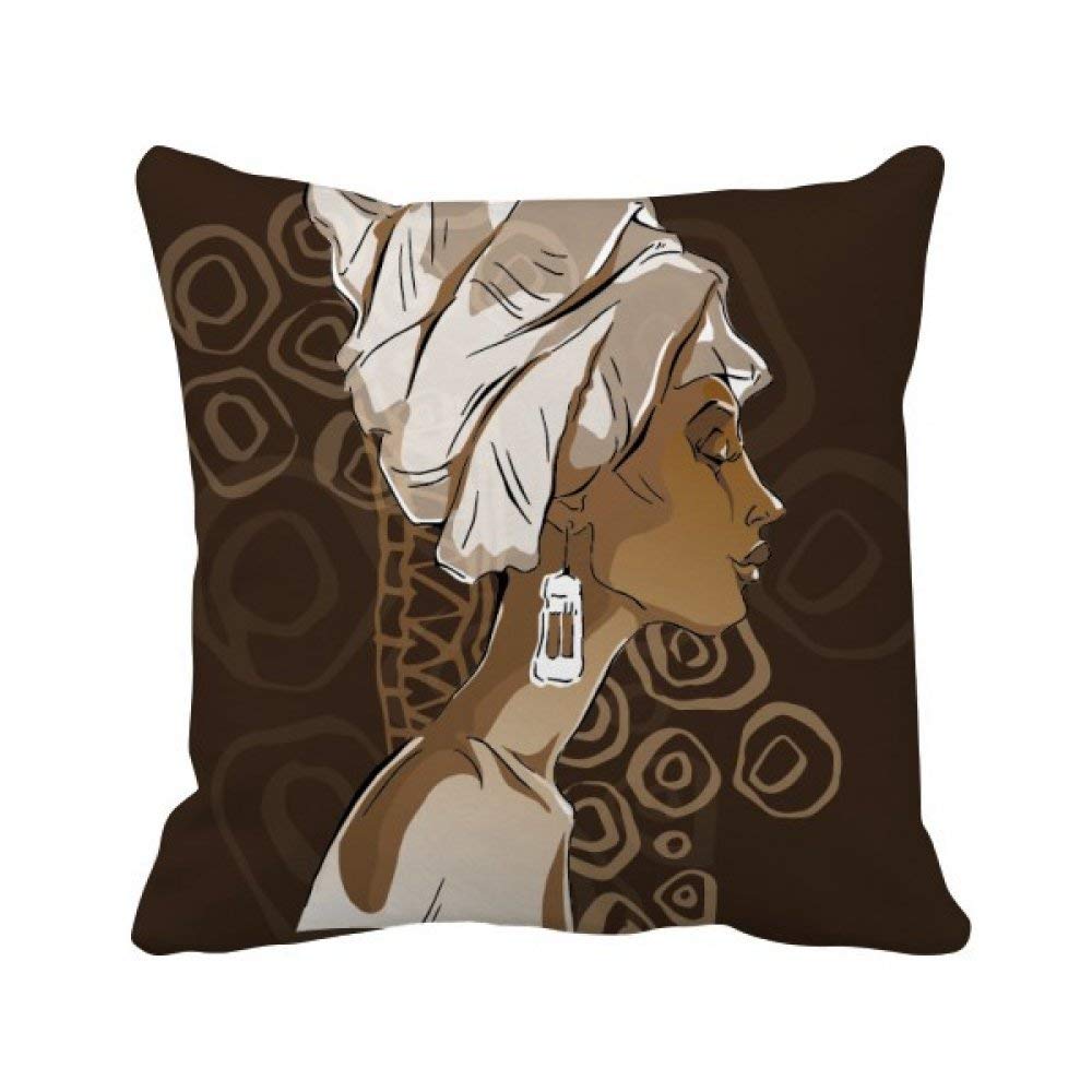Housse de coussin femme africaine noir carrée en coton pour canapé