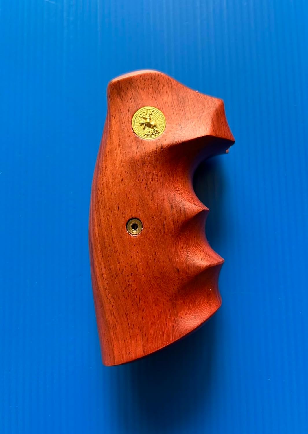 Handgun Grips Compatible with Colt Python I/E Frame Hardwood Revolver Grips – Handcrafted Open Back Checkered Design Premium Imported - Featuring Classic Gold Medallions