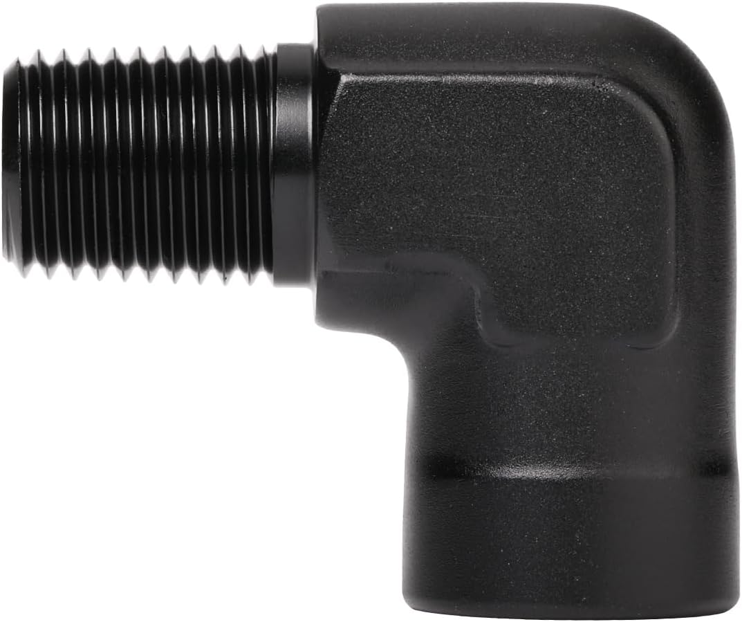 1/8 NPT Female to 1/8 NPT Male 90 Degree Fitting Adapter Coupler Union Aluminum Black