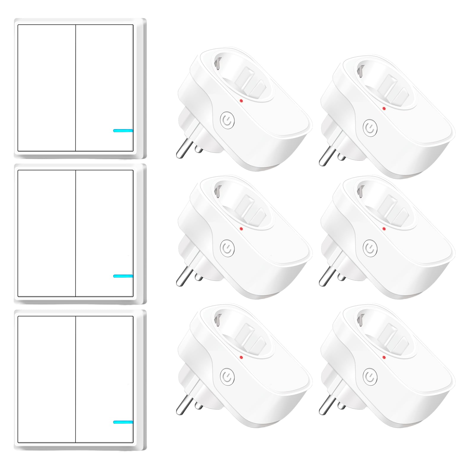 Drahtlose Fernbedienungssteckdose,NineLeaf 6 Stecker und 3 Schalter,100 m Reichweite,15A/1500W für Lampen,Ventilatoren,Kaffeemaschinen,keine Verkabelung für Familienwohnungen erforderlich