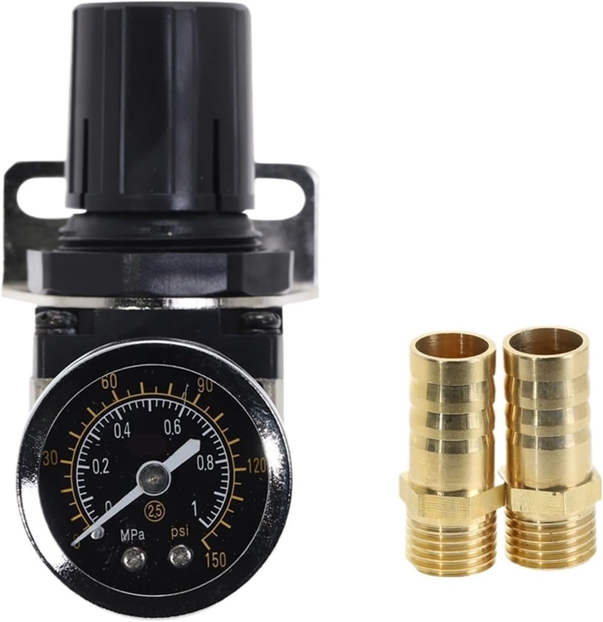 Crcrc One Color Ar2000-02 G1/4'' Pneumatic Pressure Regulator With Pressure Gauge, Adjustable Regulating Valve For Compressors 1Pc(Ar2000-02 Bt-12-02)