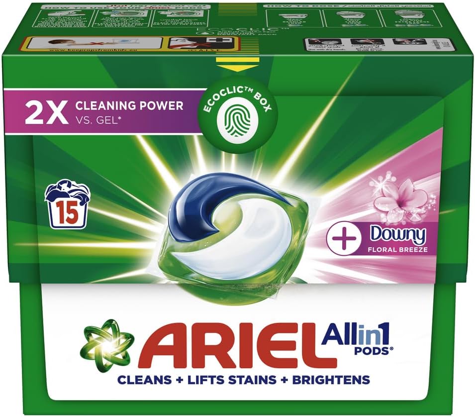 Ariel Floral Breeze All-in-1 Pods, Laundry Detergent Capsules, 15 count