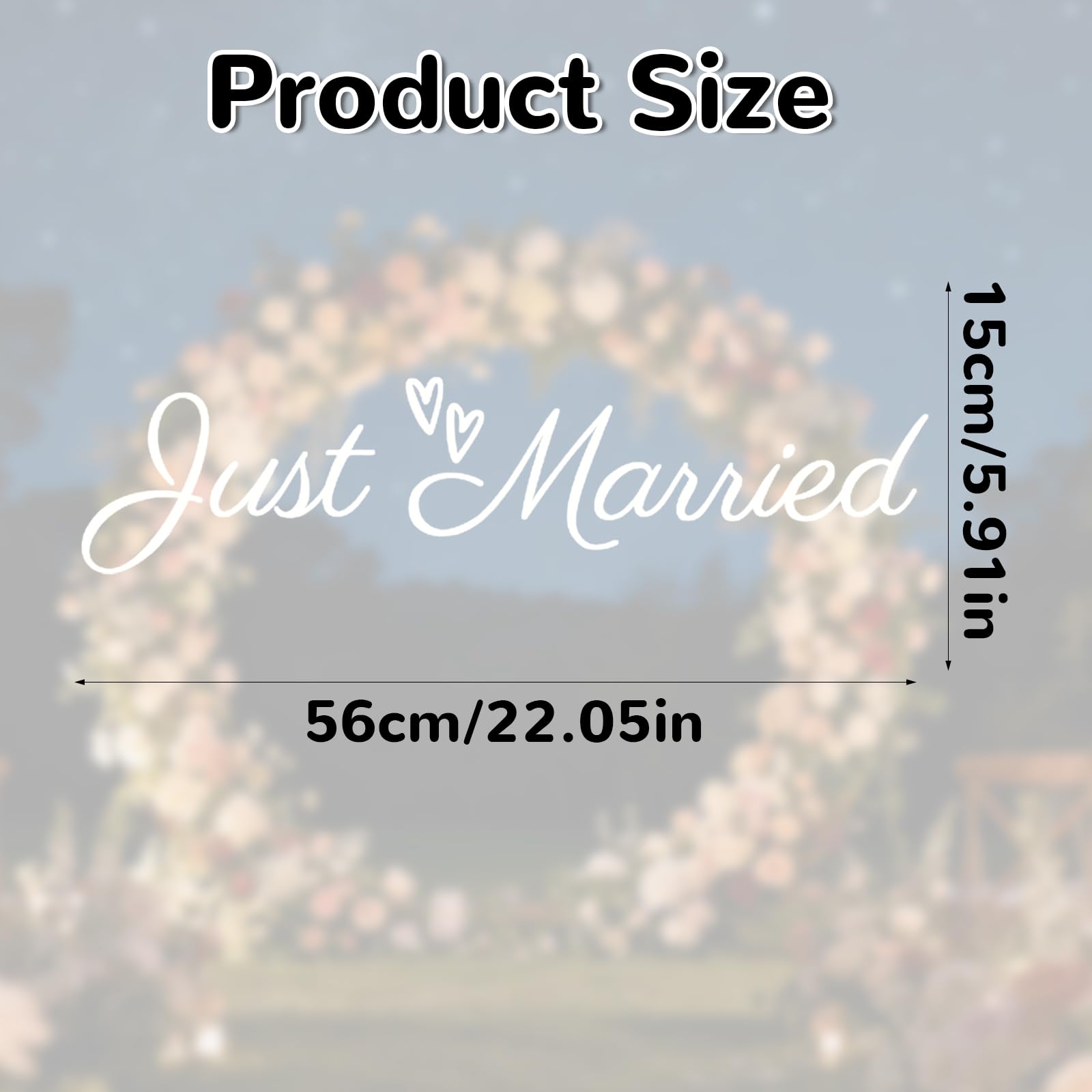 Just Married Adesivo Auto, Vinyl PVC Bianco Adesivo Paraurti Matrimonio Eleganti Decorazioni Auto Matrimonio per Veicolo Sposa & Sposo