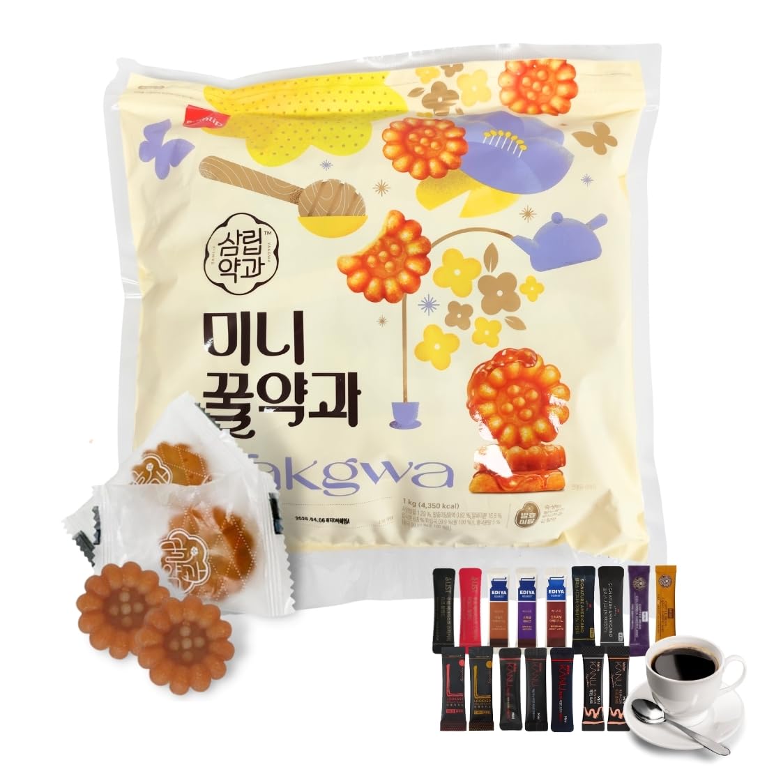 Amazon.co.jp: SAMLIP ミニ蜂蜜薬菓 ヤッカ 1kg x 1 韓国コーヒー16本
