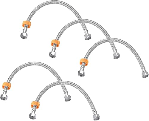 uxcell Conector de lĂnea de suministro de grifo, 5 piezas G12 hembra x G12 hembra de 16 pulgadas de largo, trenzado de acero inoxidable 304, tono uxcell Conector de lĂnea de suministro de grifo, 5 piezas G12 hembra x G12 hembra de 16 pulgadas de largo, trenzado de acero inoxidable 304, tono