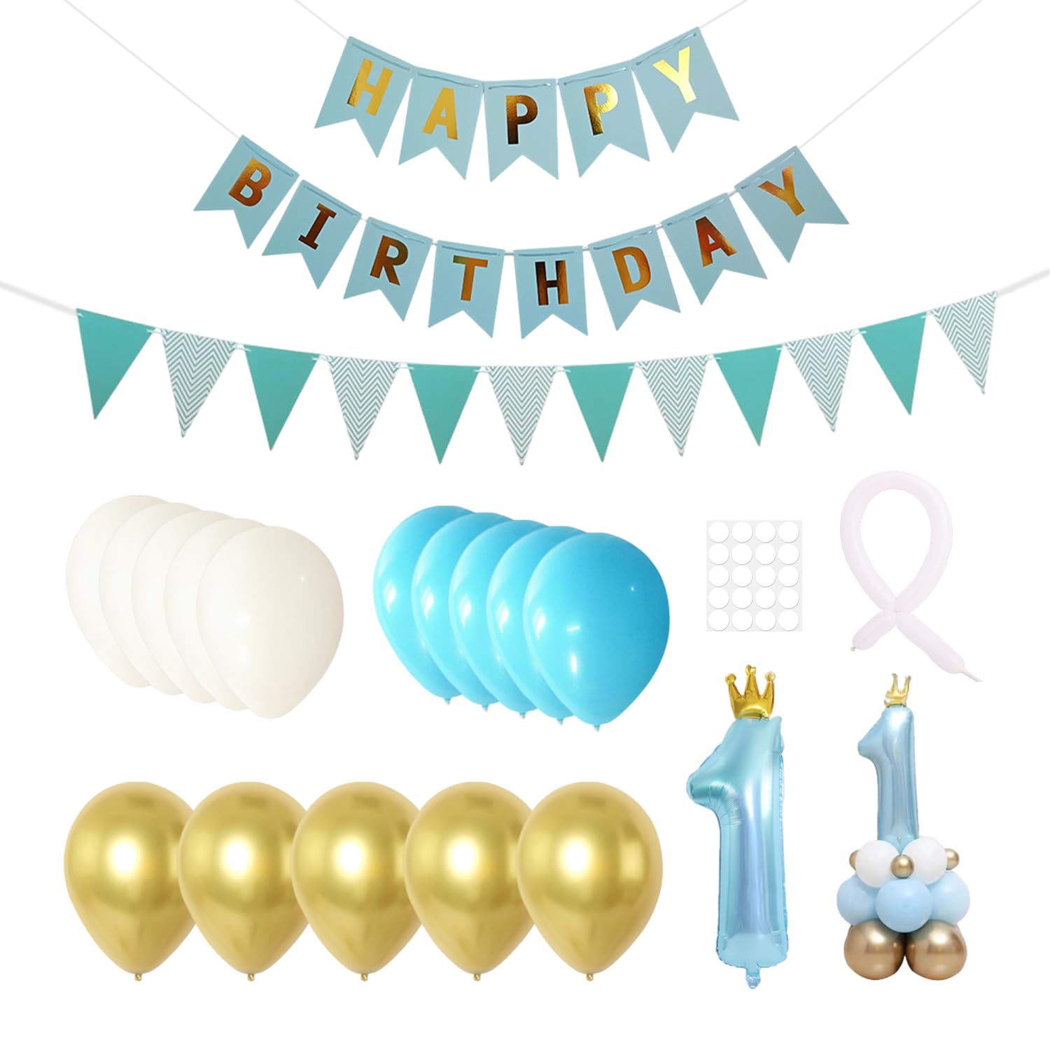 RNSKFG 1 Set Of 1 Year Old Themed Balloons And 1 Birthday Banner, Creative Decorative Balloons, Minimalist Letters Pull Flags, Children'S Party Decorations.