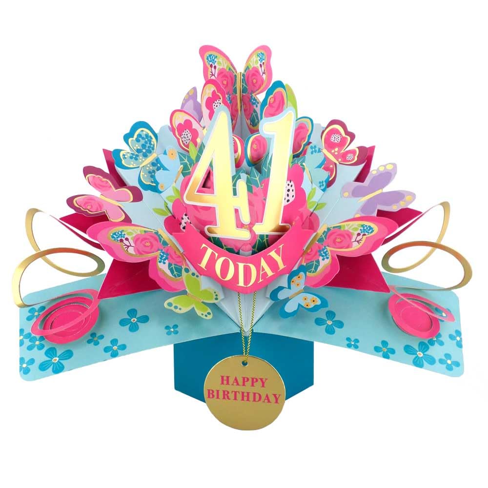 41 Today Happy 41st Birthday Pop-Up Greeting Card Love Kate's Pop Up Cards Her Design POP236MC41
