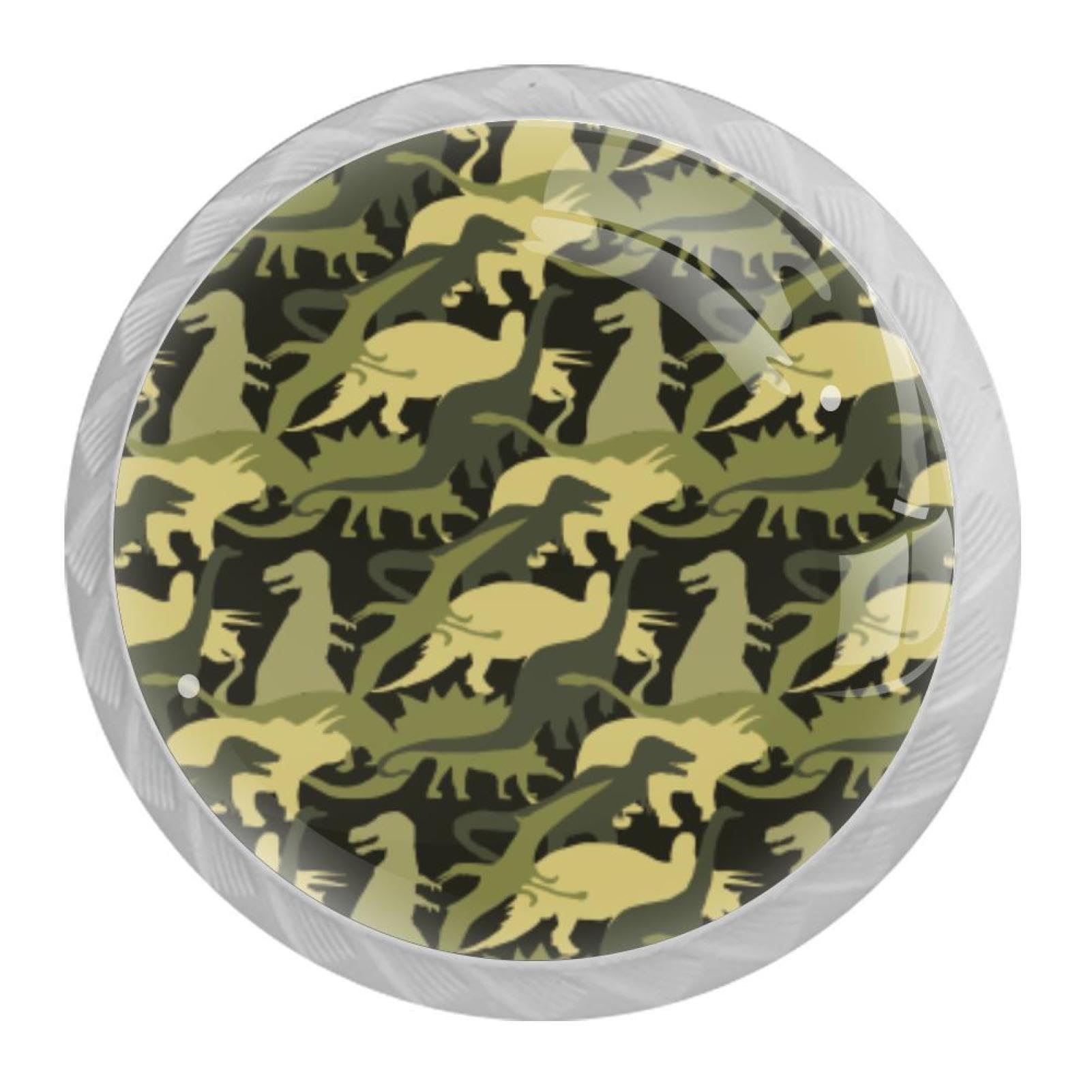 Tqmspg Multi13 4 Pieces Drawer Pulls Camouflage Pattern Dinosaurs Door Knobs Dresser Handles For Kitchen Wardrobe Cupboard Hardware Furniture