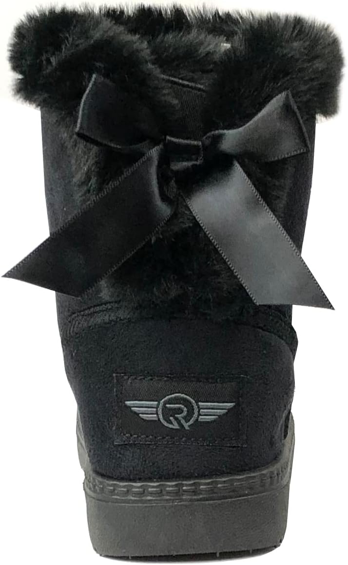REDVOLUTION Kids Boots Toddler Girls Cute Butterfly Bow | PomPom PU leather Boot (Toddler/Small Kid)