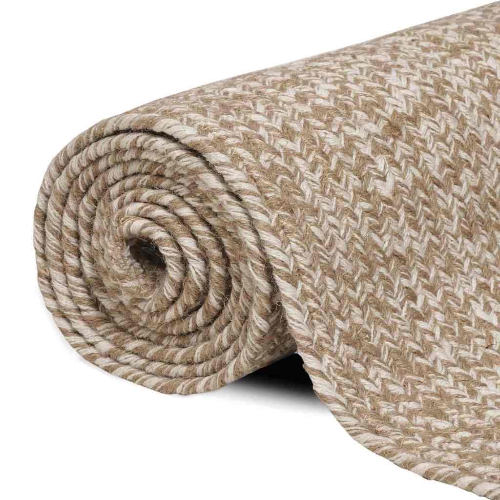 Generico Tappeti per Area Rettangolare Naturale e Bianco 240 x 340 cm,Casa e Giardino,Arredo,Tappetini,Marrone,22.25 kg,42010485